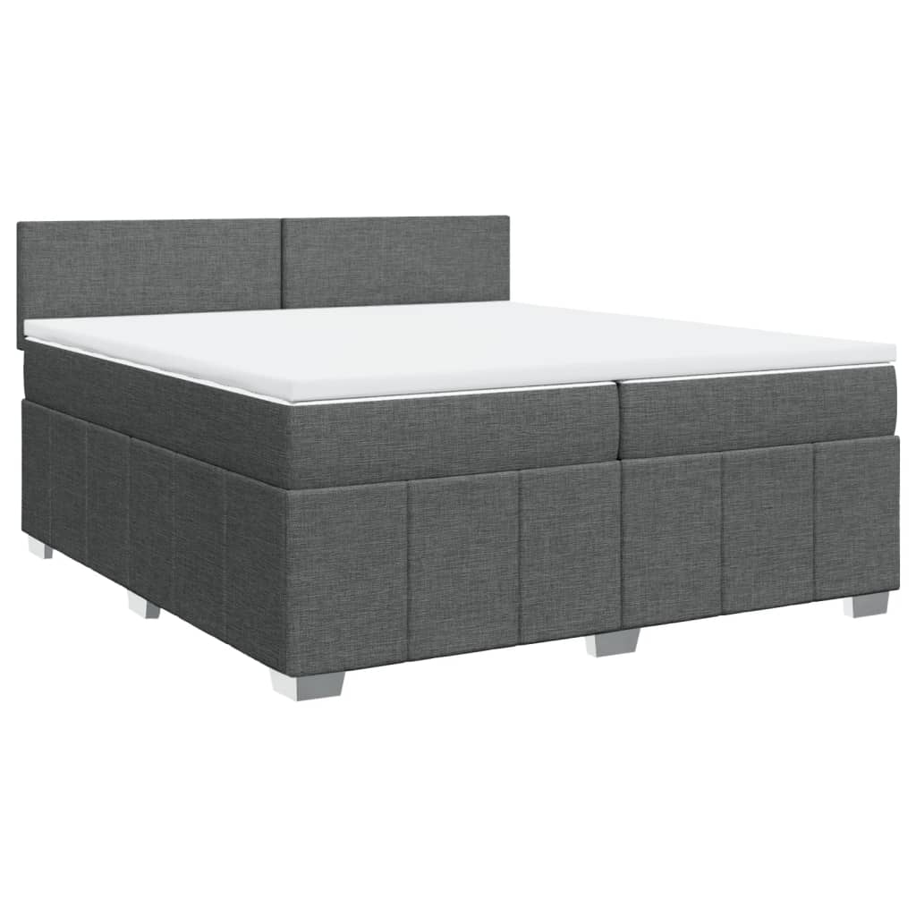 Giroletto a Molle con Materasso Grigio Scuro 200x200 cm Tessuto