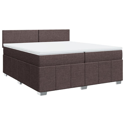 Giroletto a Molle con Materasso Marrone Scuro 200x200cm Tessuto