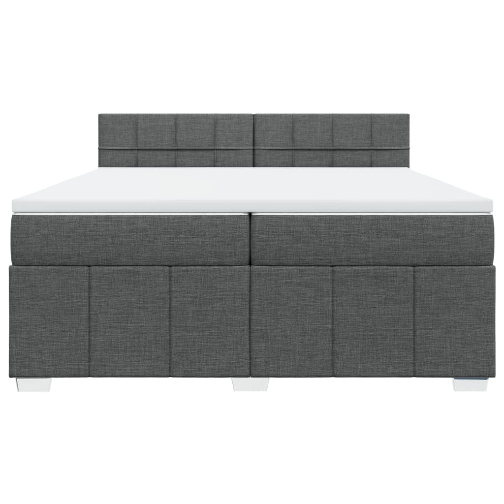 Giroletto a Molle con Materasso Grigio Scuro 200x200 cm Tessuto