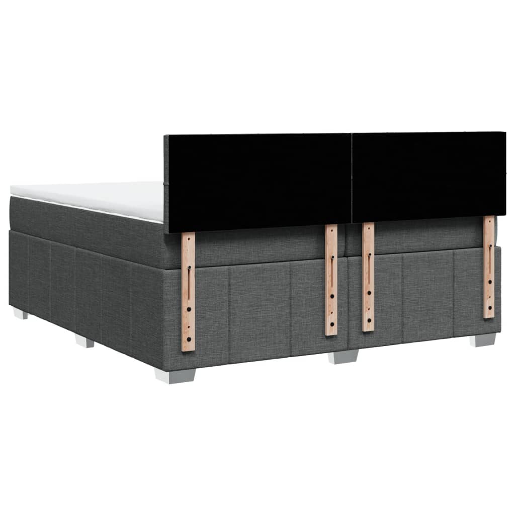 Giroletto a Molle con Materasso Grigio Scuro 200x200 cm Tessuto