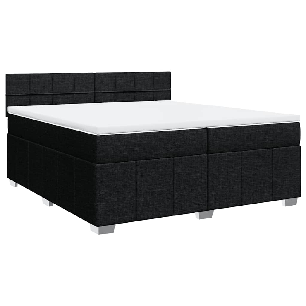 Giroletto a Molle con Materasso Nero 200x200 cm in Tessuto