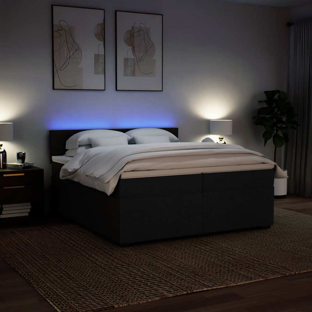 Giroletto a Molle con Materasso Nero 200x200 cm in Tessuto - homemem39