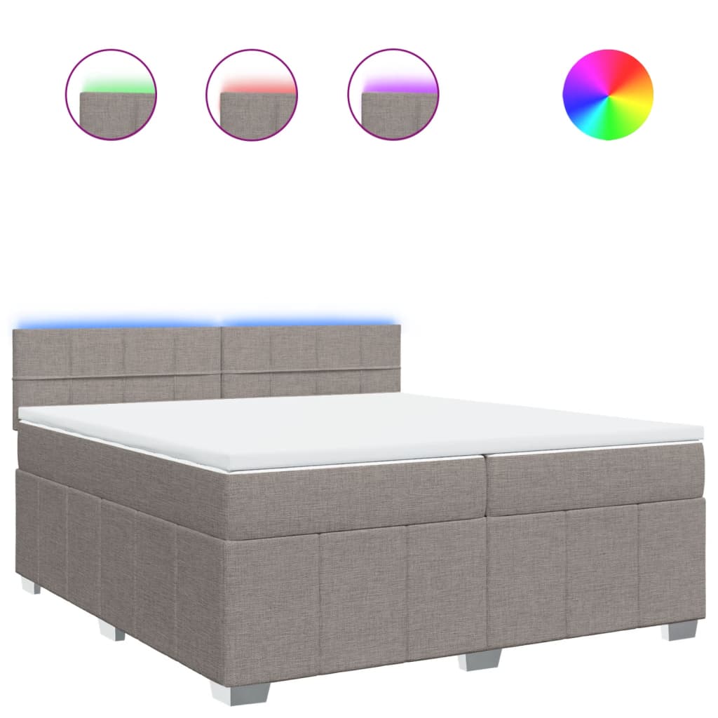 Giroletto a Molle con Materasso Tortora 200x200 cm in Tessuto | homemem39