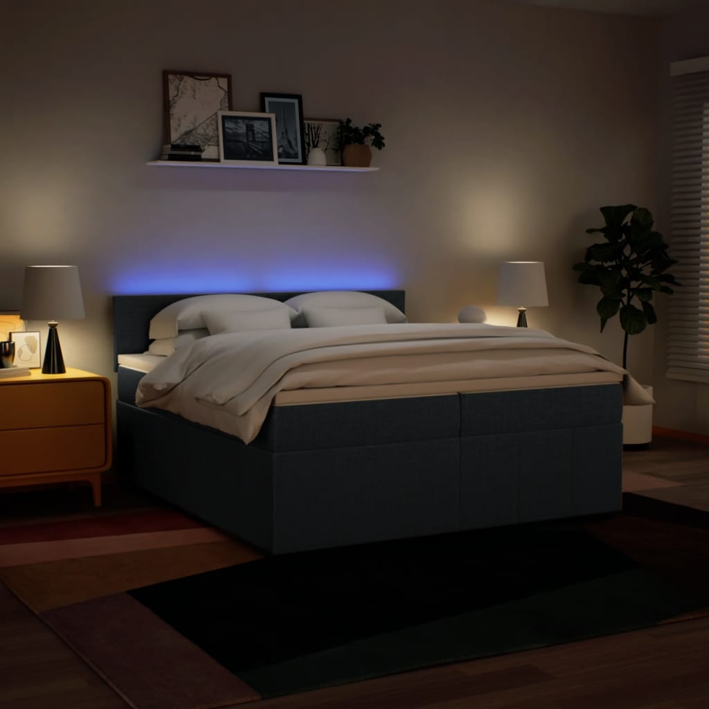 Giroletto a Molle con Materasso Blu 200x200 cm in Tessuto