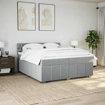 Giroletto a Molle con Materasso Grigio Chiaro 200x200cm Tessuto