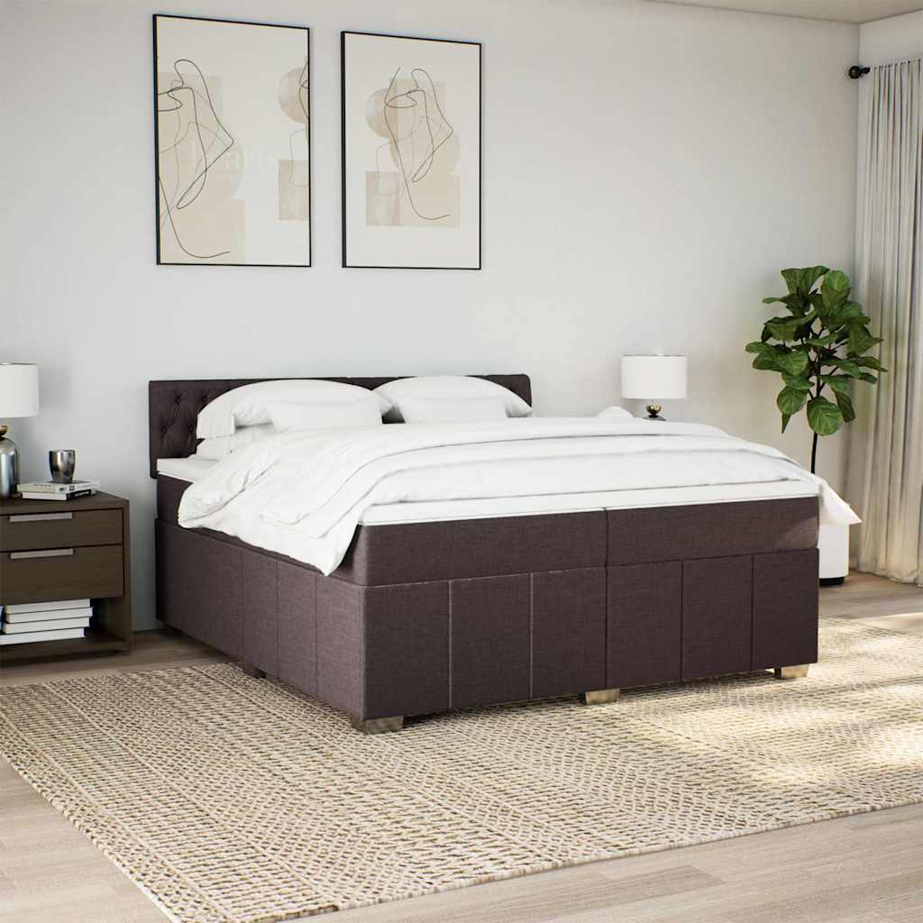 Giroletto a Molle con Materasso Marrone Scuro 200x200cm Tessuto