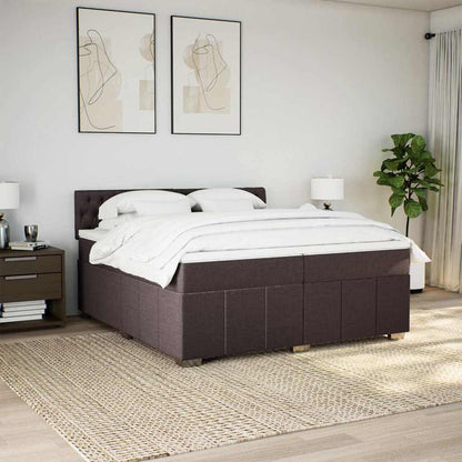 Giroletto a Molle con Materasso Marrone Scuro 200x200cm Tessuto