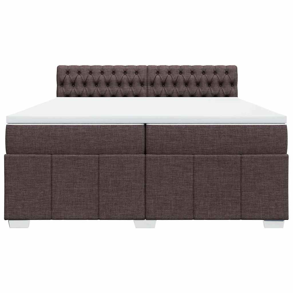 Giroletto a Molle con Materasso Marrone Scuro 200x200cm Tessuto