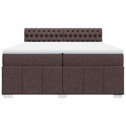 Giroletto a Molle con Materasso Marrone Scuro 200x200cm Tessuto