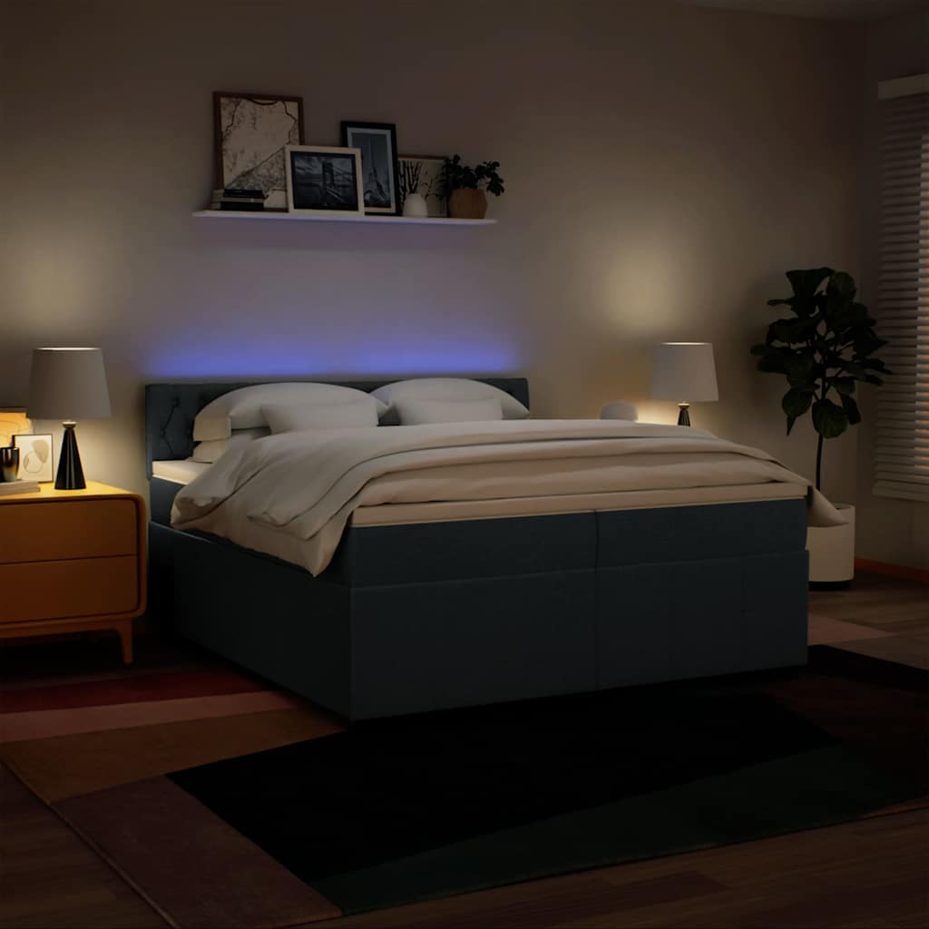 Giroletto a Molle con Materasso Blu 200x200 cm in Tessuto | homemem39