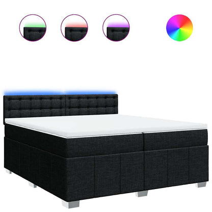 Giroletto a Molle con Materasso Nero 200x200 cm in Tessuto