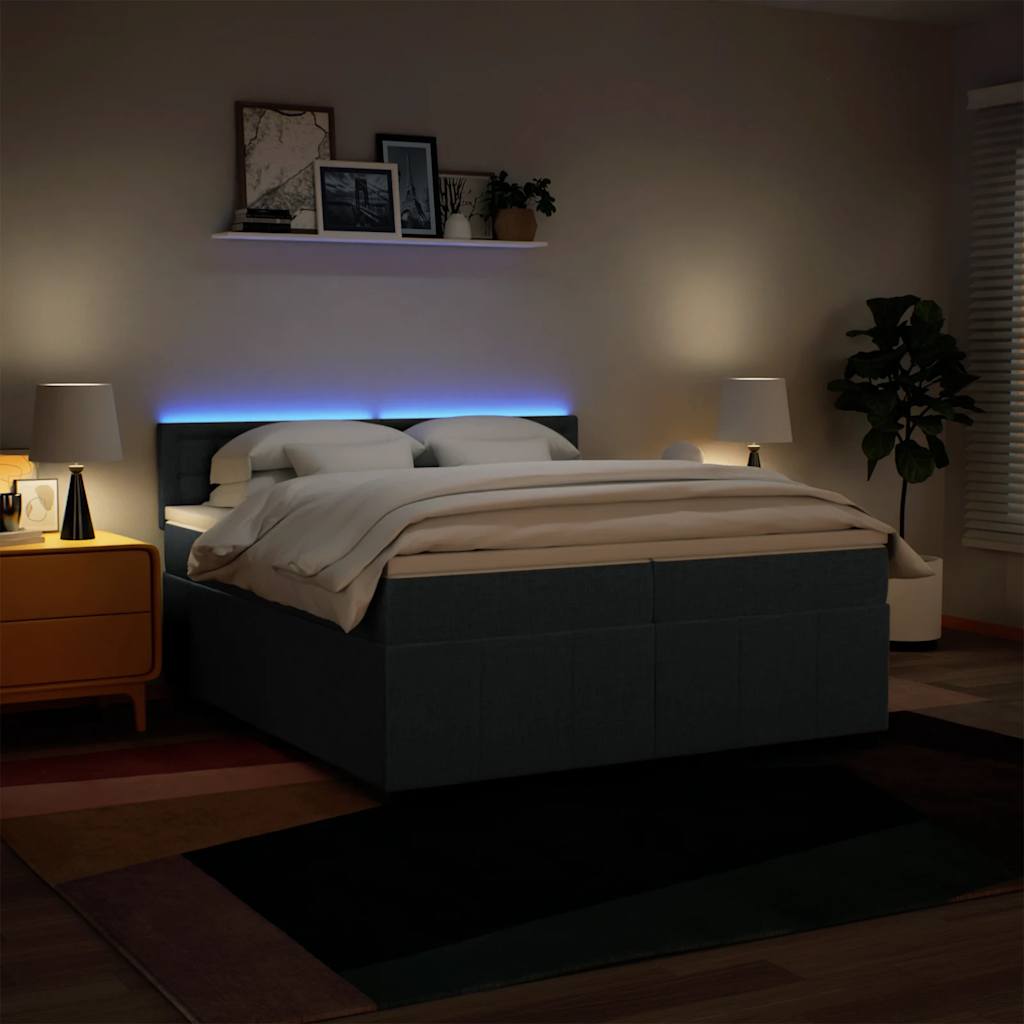 Giroletto a Molle con Materasso Blu 200x200 cm in Tessuto | homemem39
