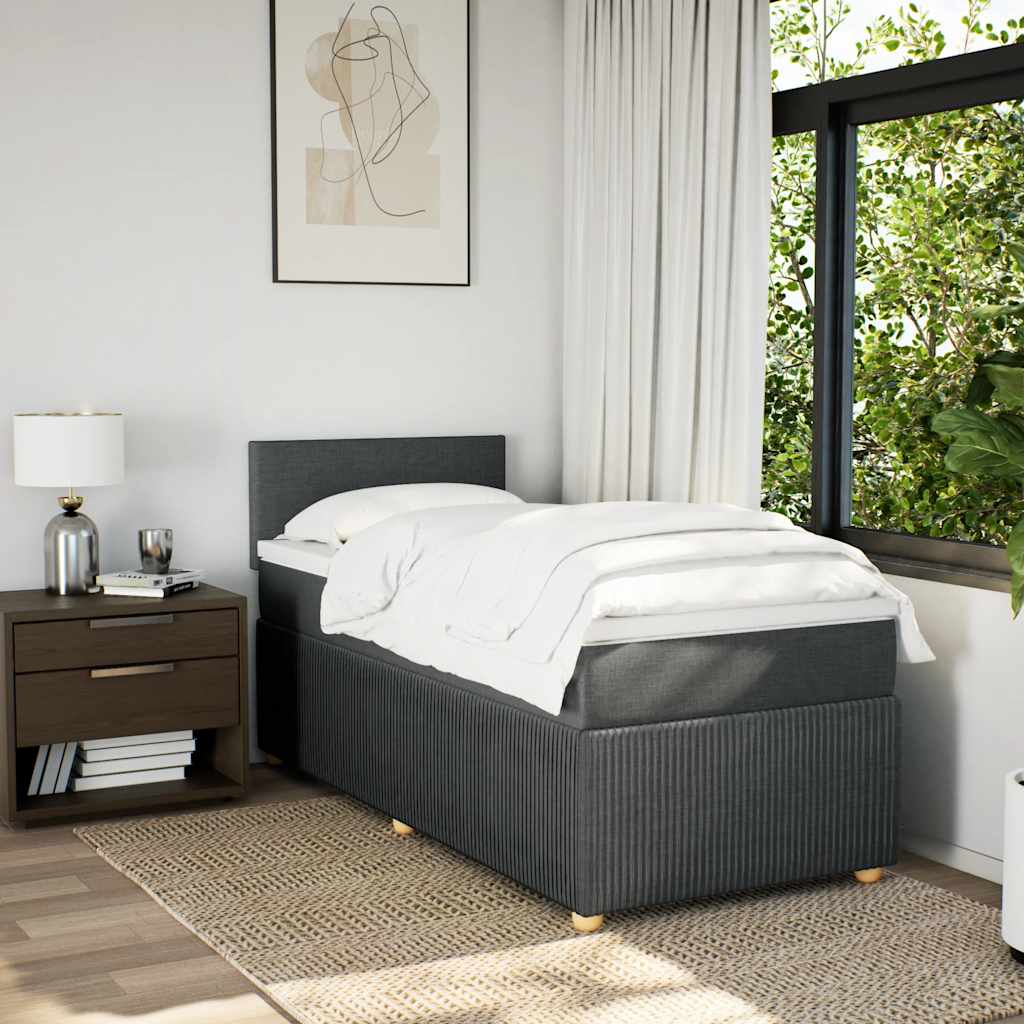 Giroletto a Molle con Materasso Grigio Scuro 80x200 cm Tessuto