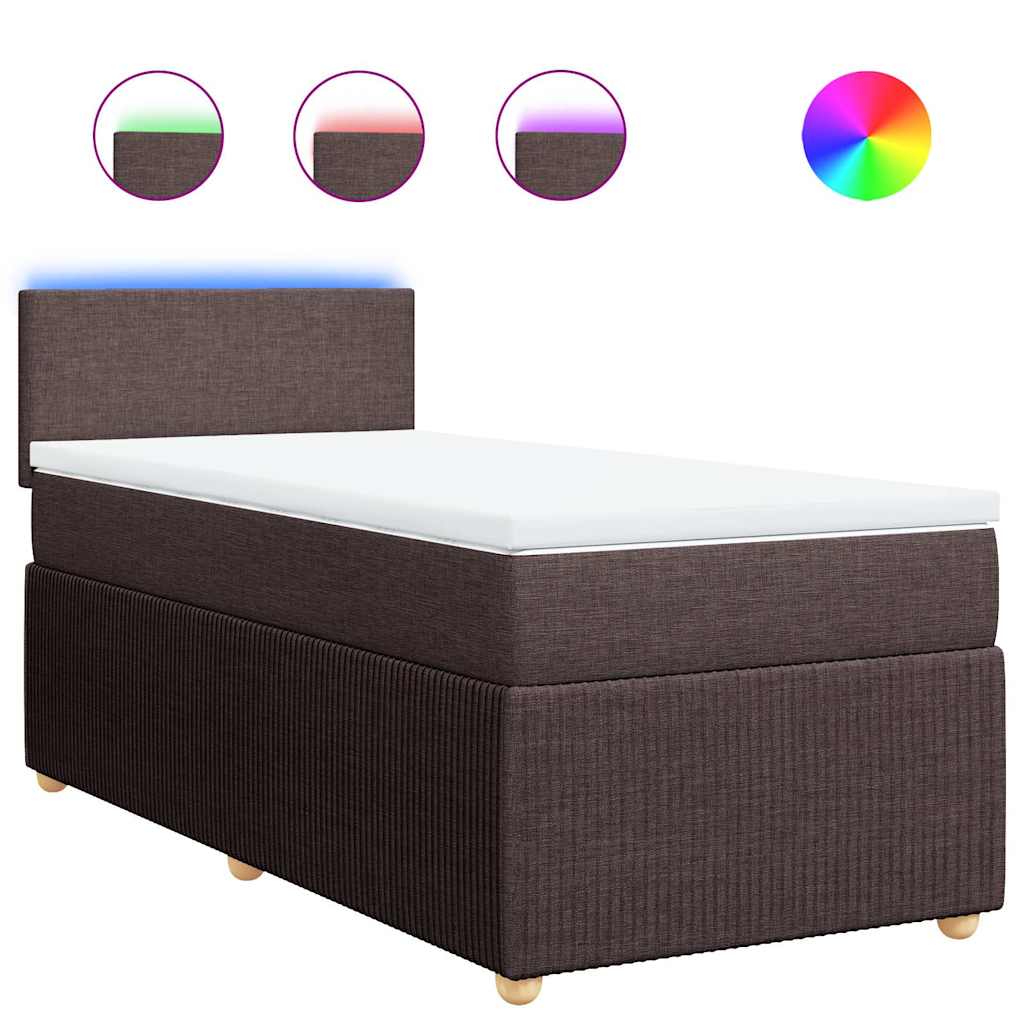 Giroletto a Molle con Materasso Marrone Scuro 80x200 cm Tessuto | homemem39