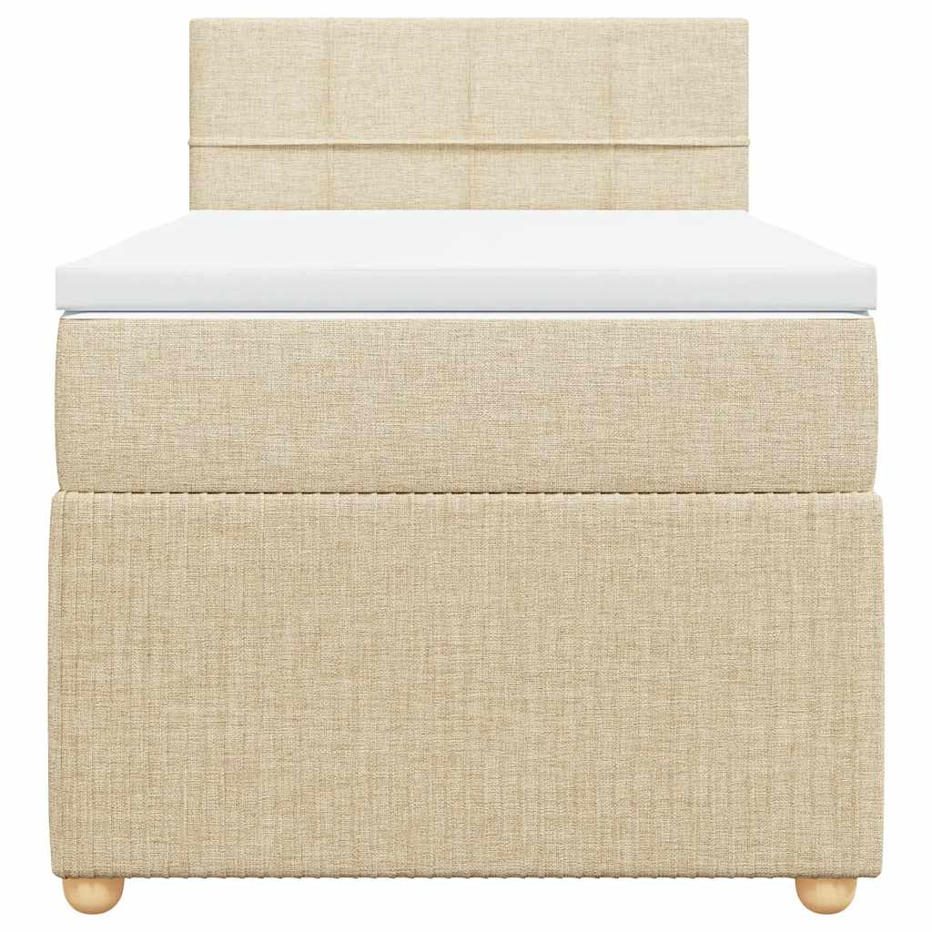 Giroletto a Molle con Materasso Crema 90x190 cm in Tessuto - homemem39