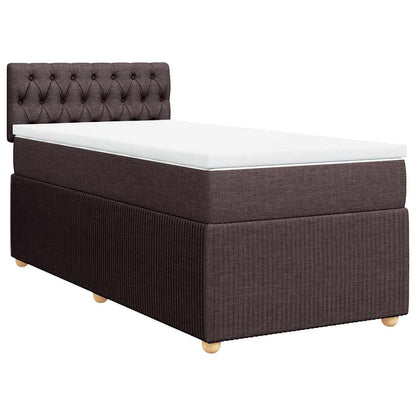 Giroletto a Molle con Materasso Marrone Scuro 90x190cm Tessuto
