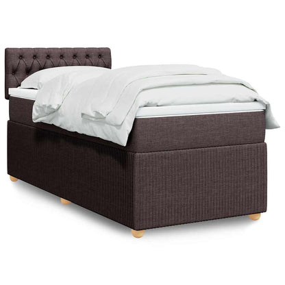 Giroletto a Molle con Materasso Marrone Scuro 90x190cm Tessuto