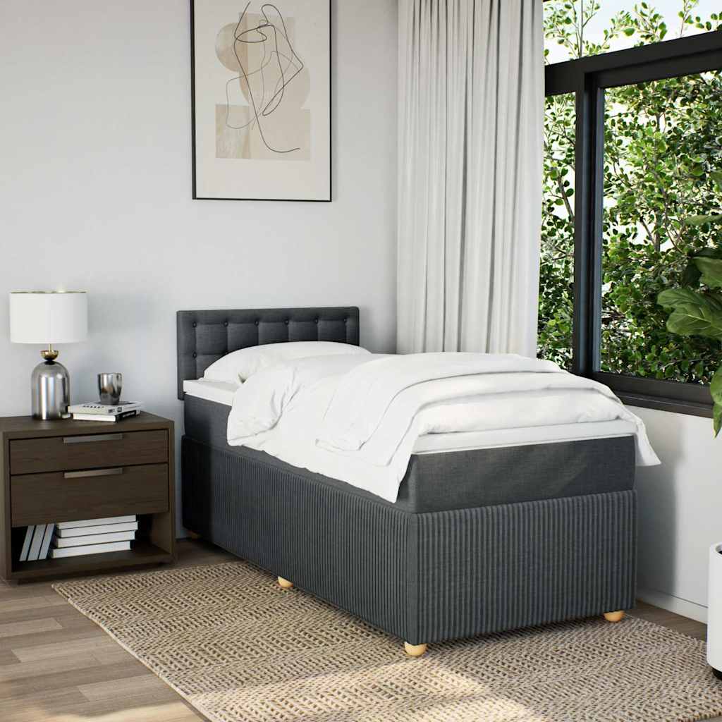 Giroletto a Molle con Materasso Grigio Scuro 90x190 cm Tessuto