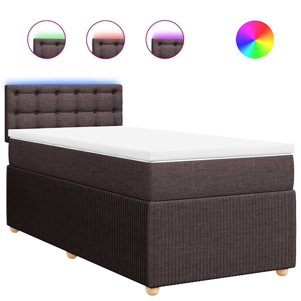 Giroletto a Molle con Materasso Marrone Scuro 90x190cm Tessuto | homemem39