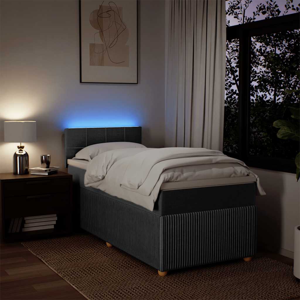 Giroletto a Molle con Materasso Grigio Scuro 90x200 cm Tessuto | homemem39