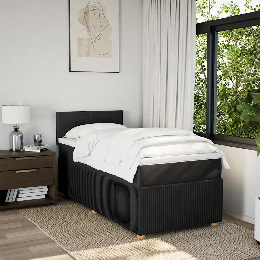 Giroletto a Molle con Materasso Nero 90x200 cm in Tessuto