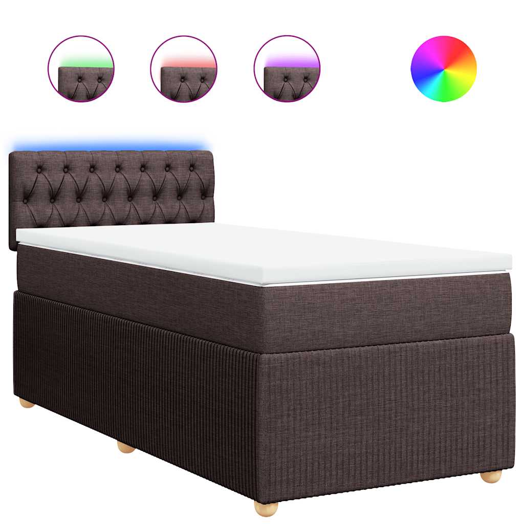 Giroletto a Molle con Materasso Marrone Scuro 90x200 cm Tessuto | homemem39