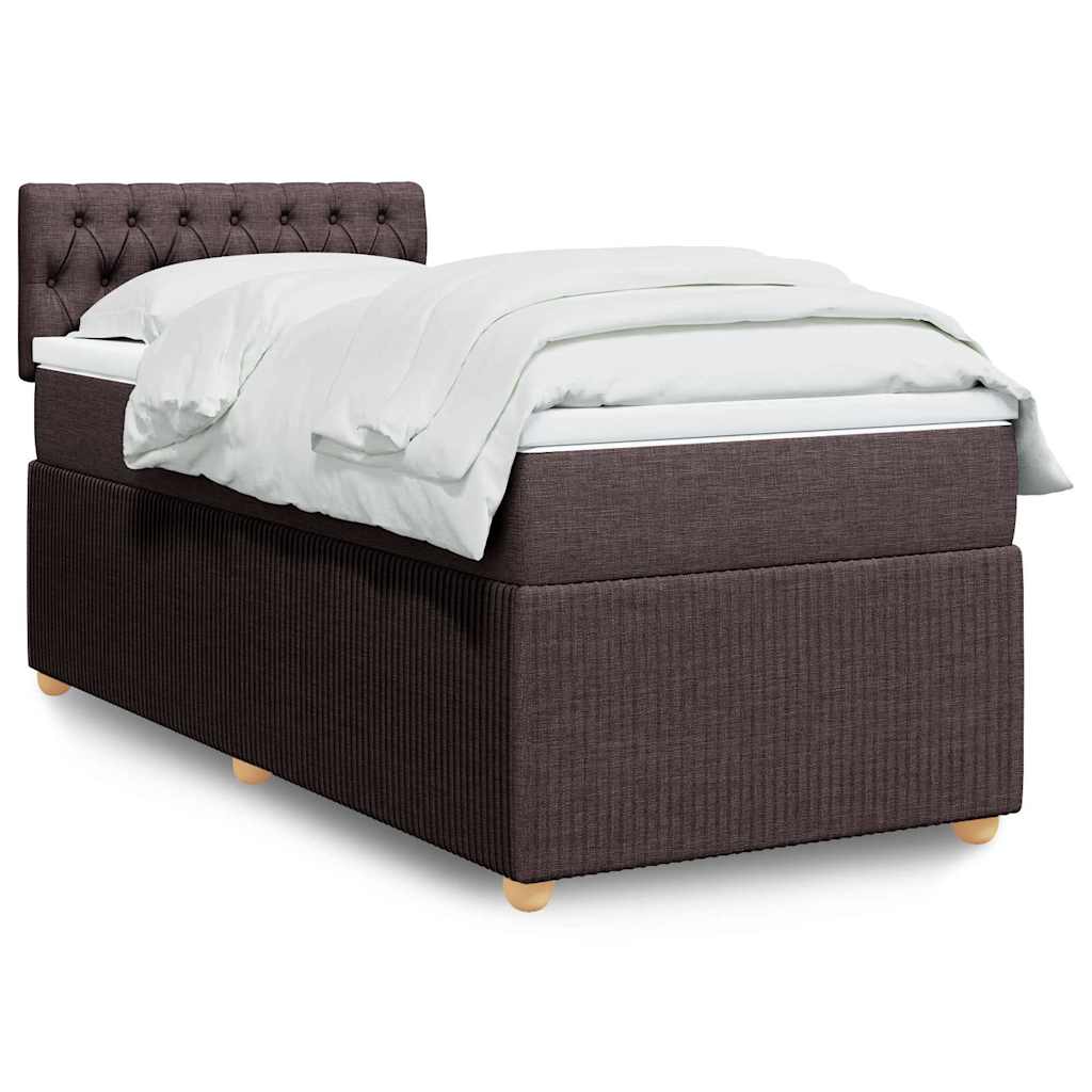 Giroletto a Molle con Materasso Marrone Scuro 90x200 cm Tessuto | homemem39
