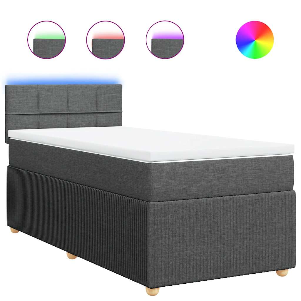 Giroletto a Molle con Materasso Grigio Scuro 100x200 cm Tessuto | homemem39