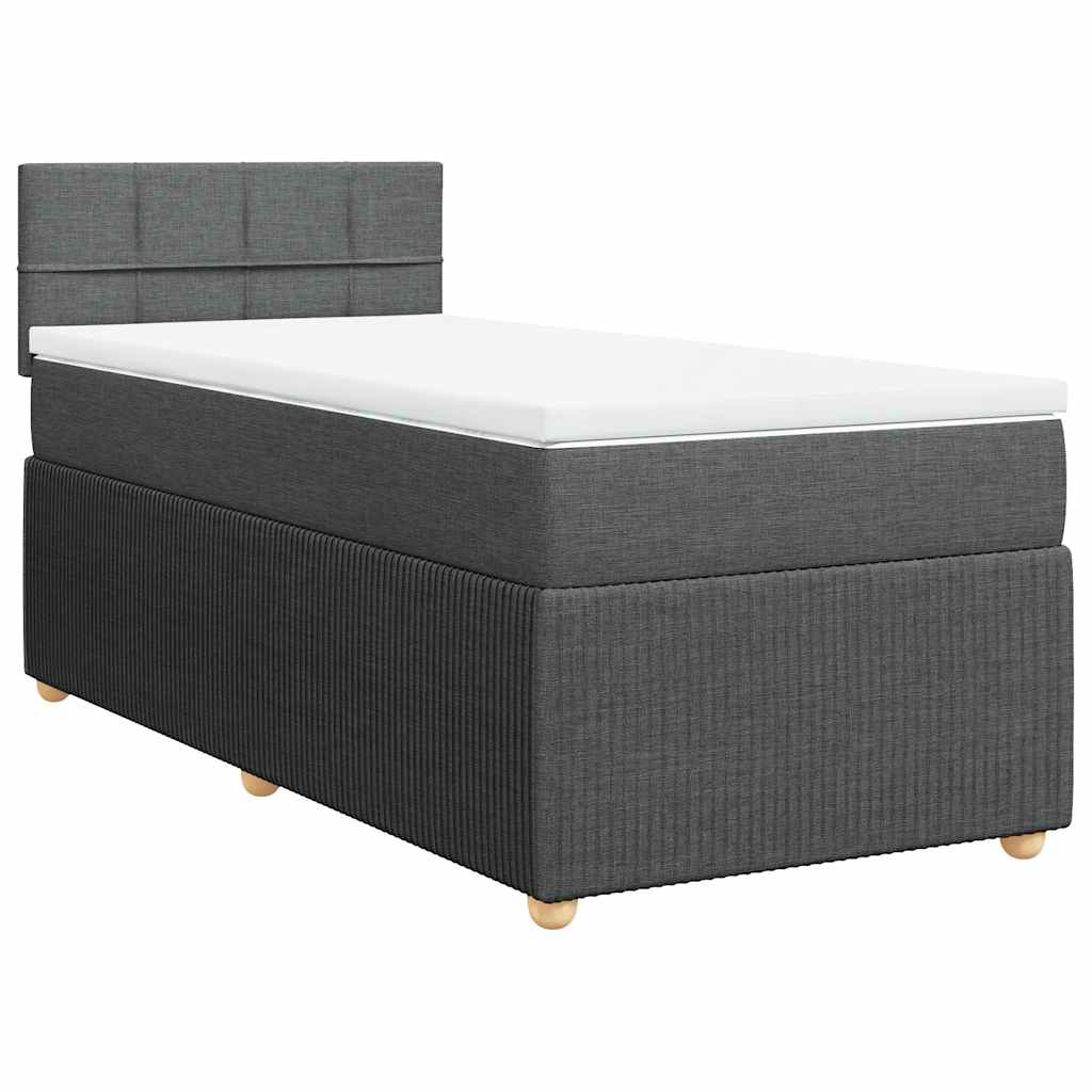 Giroletto a Molle con Materasso Grigio Scuro 100x200 cm Tessuto
