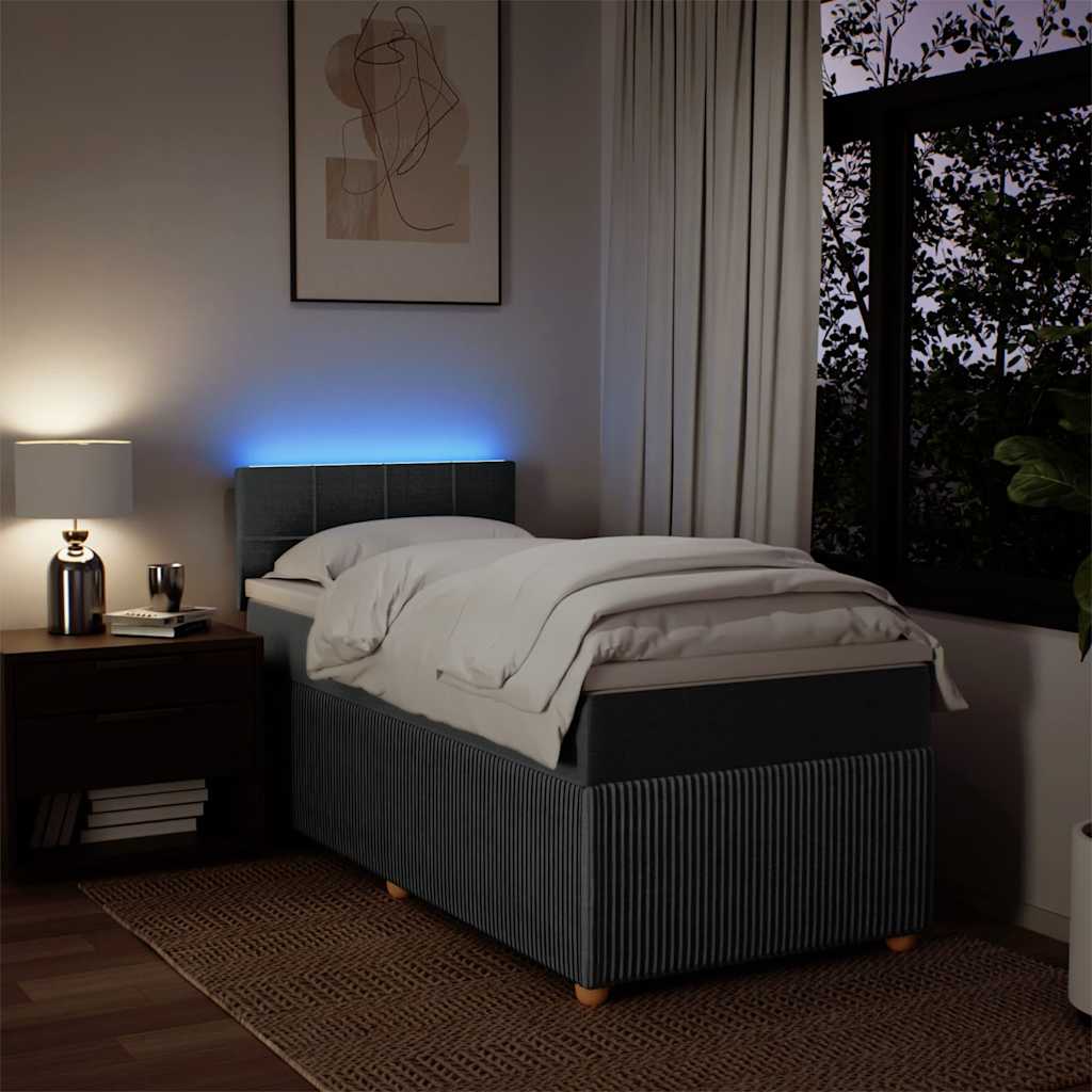Giroletto a Molle con Materasso Grigio Scuro 100x200 cm Tessuto | homemem39