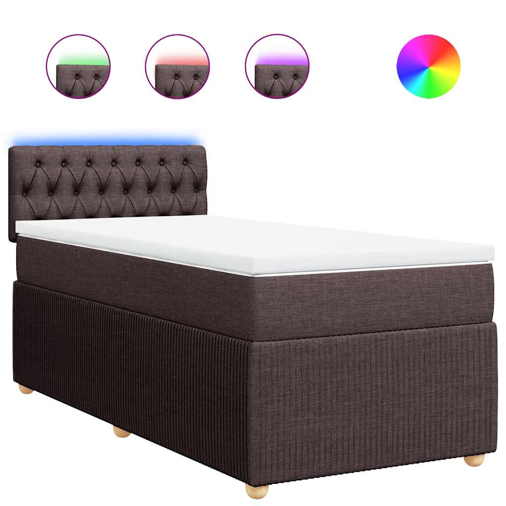 Giroletto a Molle con Materasso Marrone Scuro 100x200cm Tessuto | homemem39