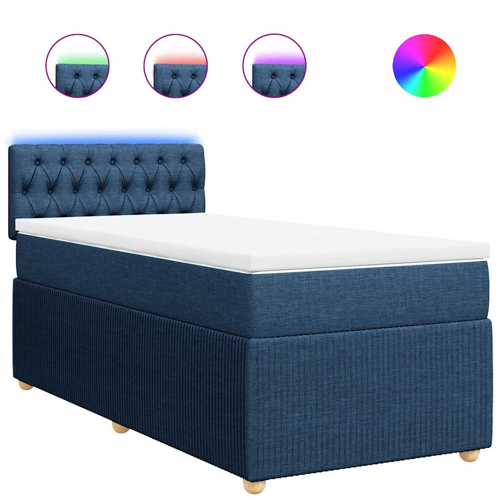 Giroletto a Molle con Materasso Blu 100x200 cm in Tessuto | homemem39