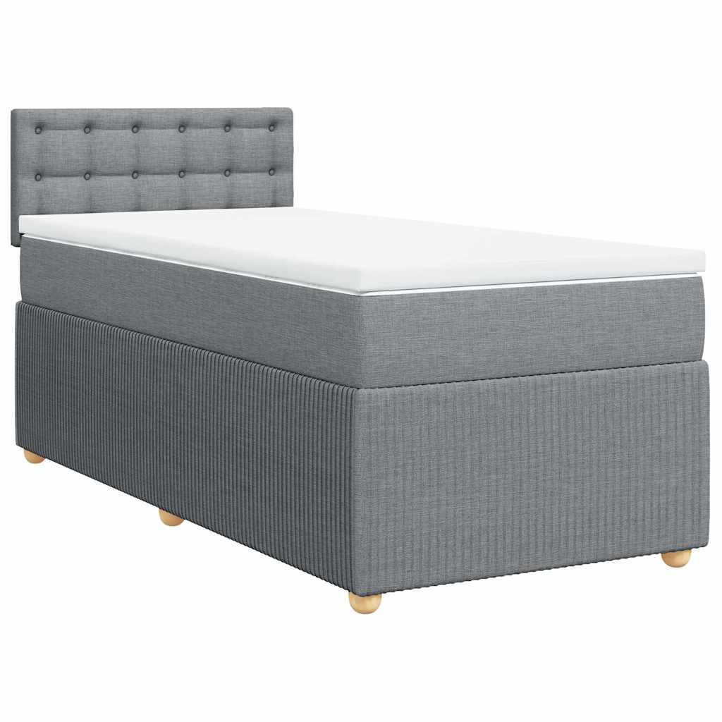 Giroletto a Molle con Materasso Grigio Chiaro100x200 cm Tessuto