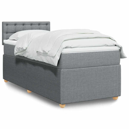 Giroletto a Molle con Materasso Grigio Chiaro100x200 cm Tessuto