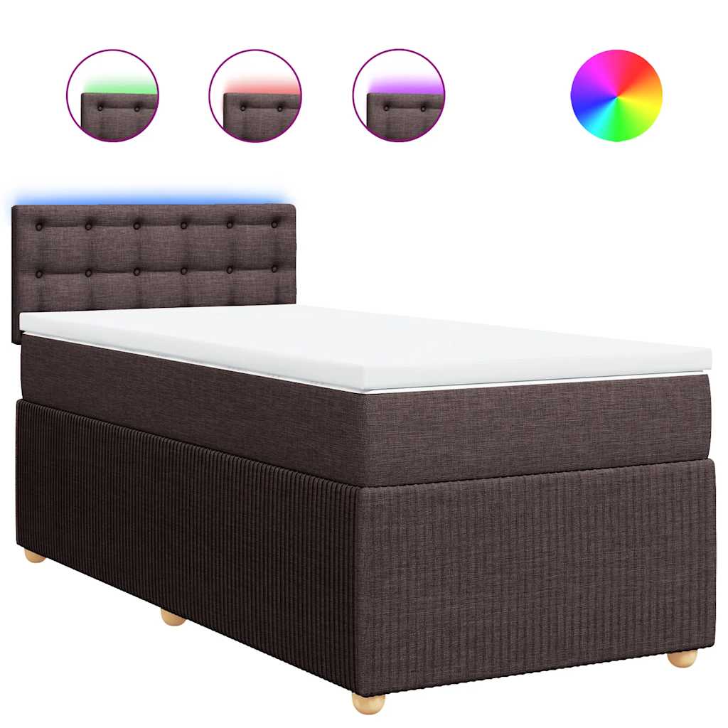 Giroletto a Molle con Materasso Marrone Scuro 100x200cm Tessuto | homemem39