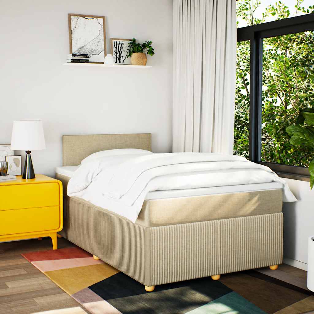 Giroletto a Molle con Materasso Crema 120x190 cm in Tessuto
