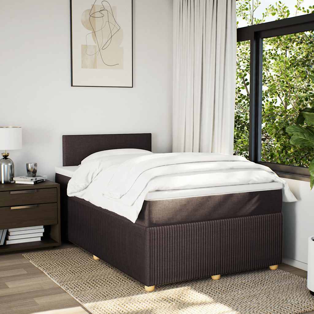 Giroletto a Molle con Materasso Marrone Scuro 120x200cm Tessuto | homemem39