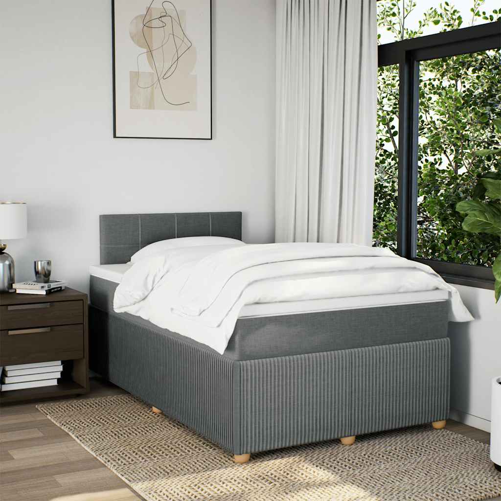 Giroletto a Molle con Materasso Grigio Scuro 120x200 cm Tessuto