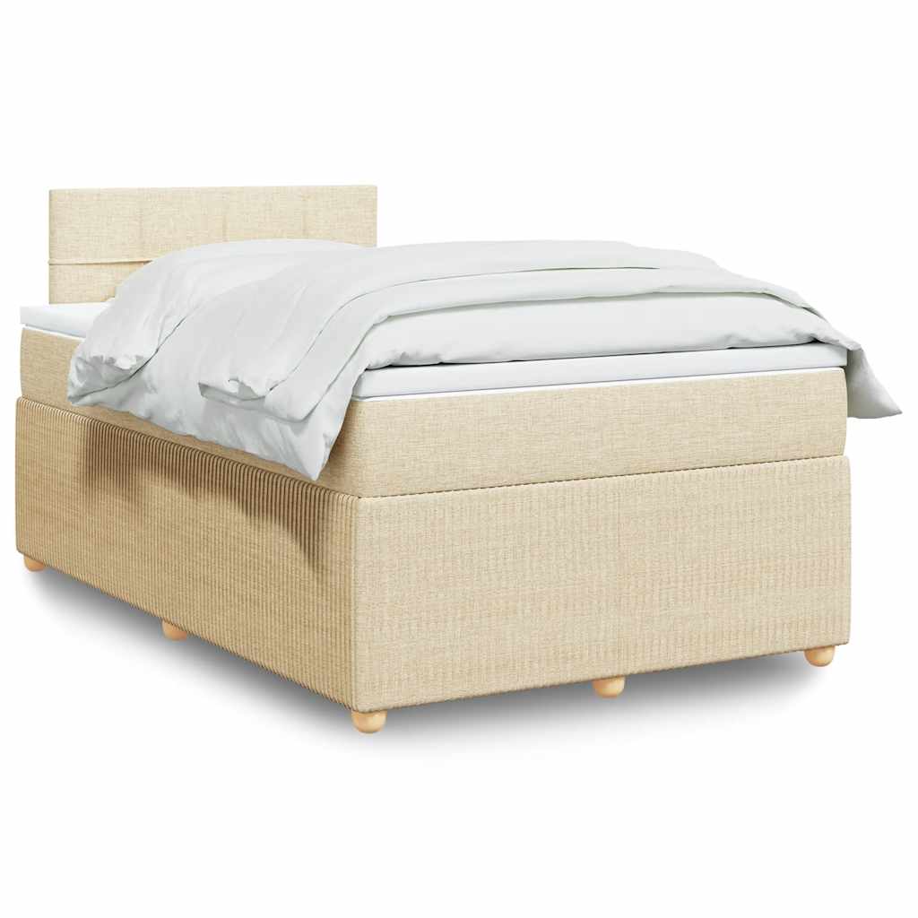 Giroletto a Molle con Materasso Crema 120x200 cm in Tessuto | homemem39