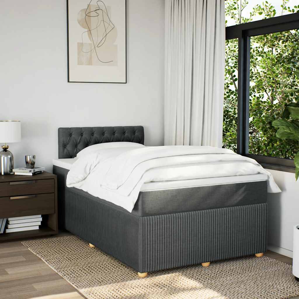 Giroletto a Molle con Materasso Grigio Scuro 120x200 cm Tessuto