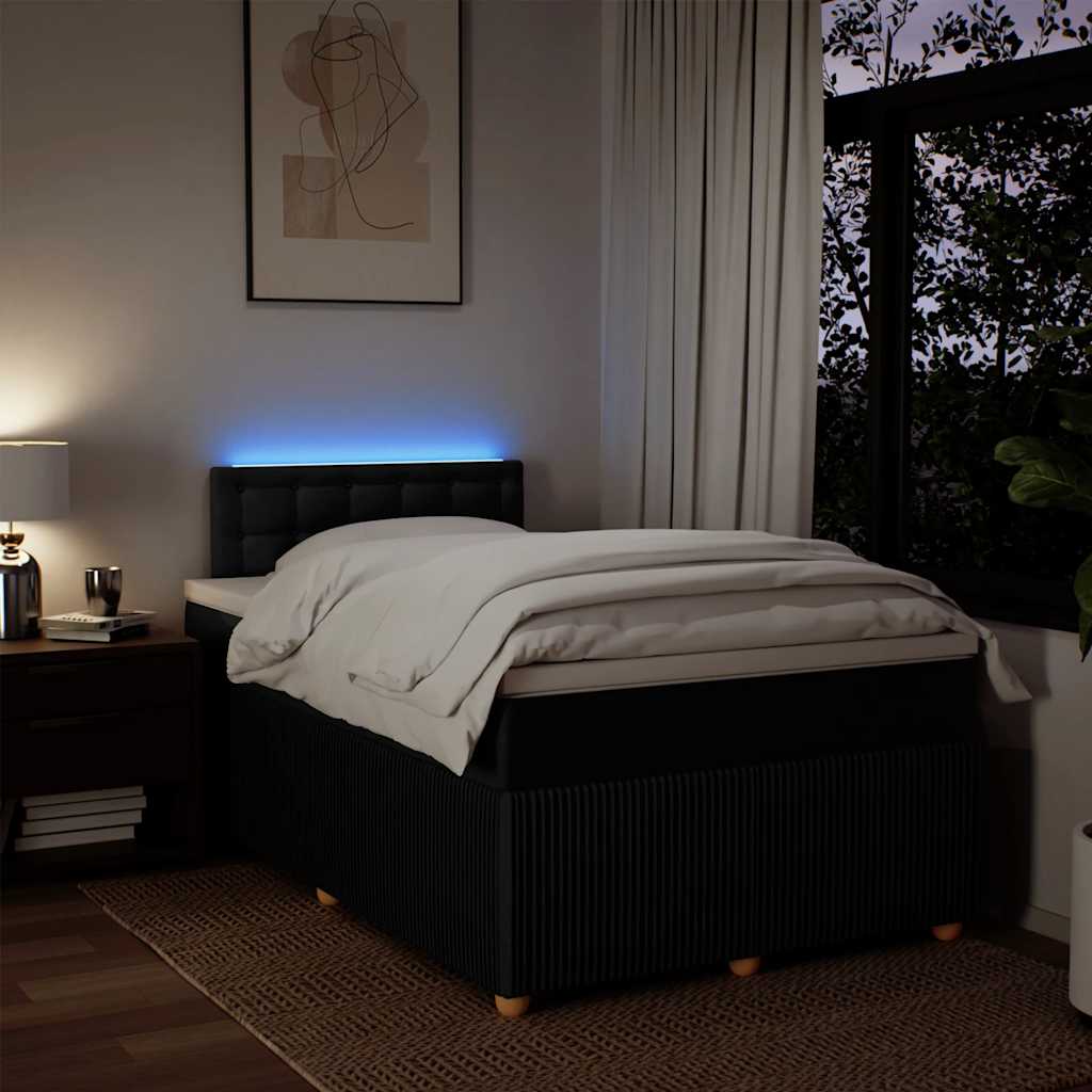 Giroletto a Molle con Materasso Nero 120x200 cm in Tessuto | homemem39