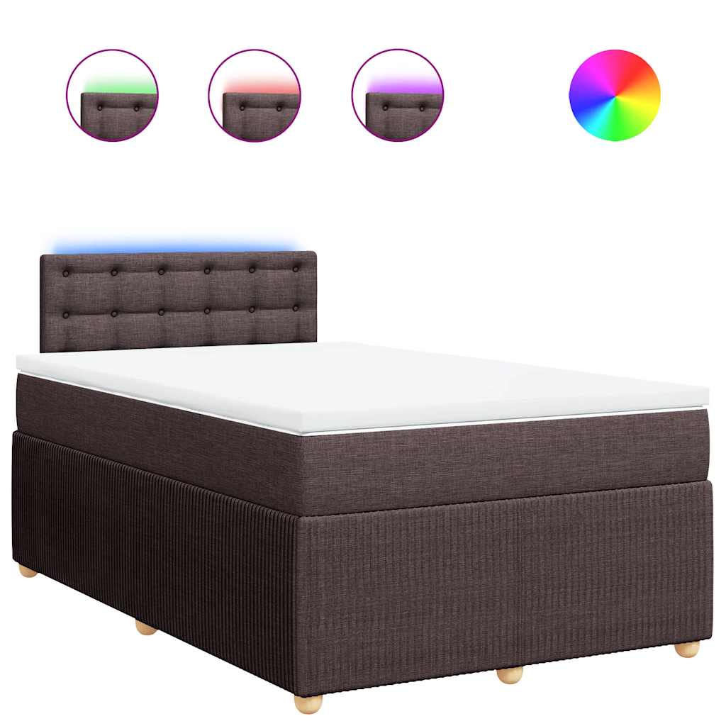Giroletto a Molle con Materasso Marrone Scuro 120x200cm Tessuto | homemem39