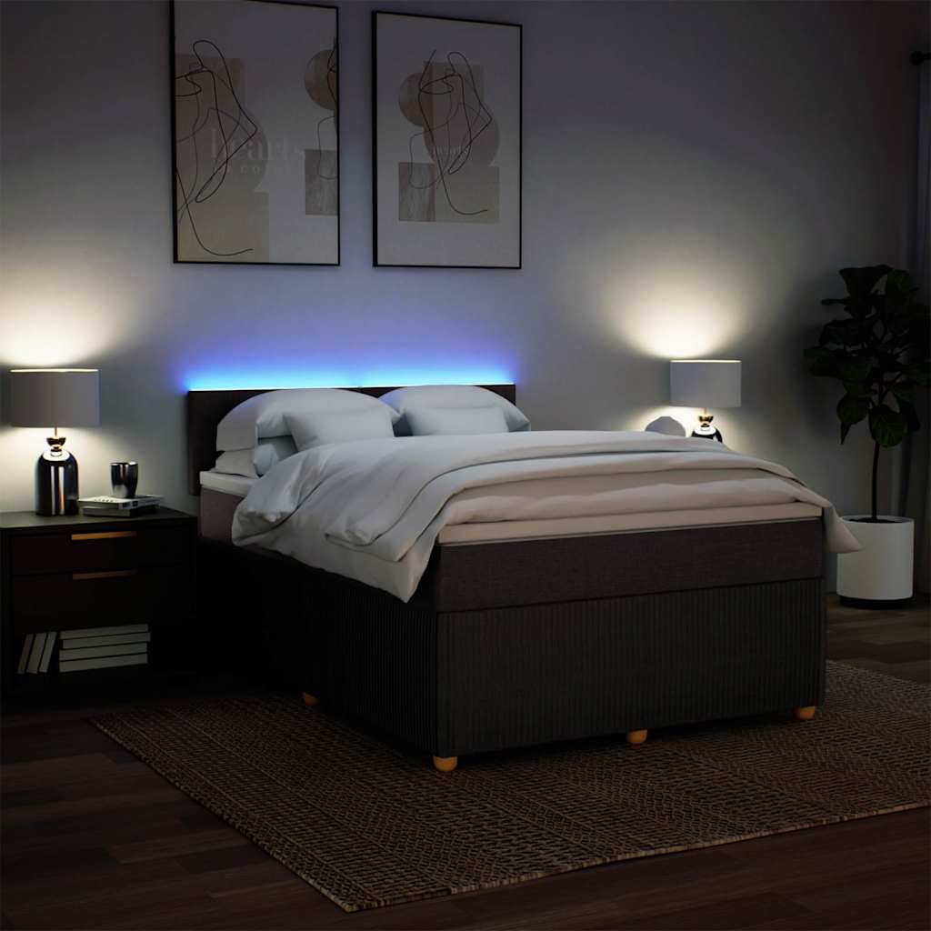 Giroletto a Molle con Materasso Marrone Scuro 140x190cm Tessuto | homemem39