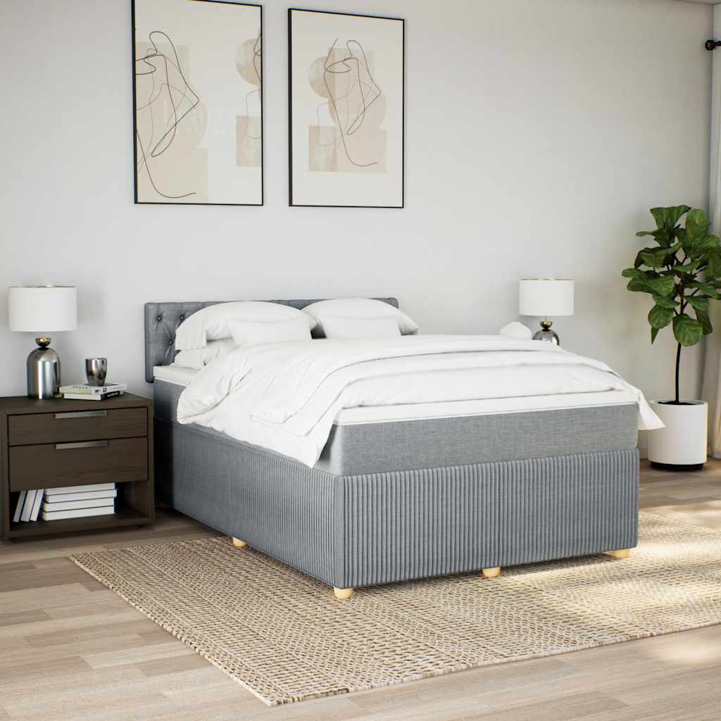 Giroletto a Molle con Materasso Grigio Chiaro 140x190cm Tessuto