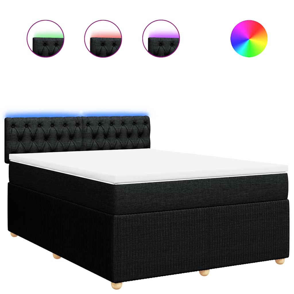 Giroletto a Molle con Materasso Nero 140x190 cm in Tessuto | homemem39