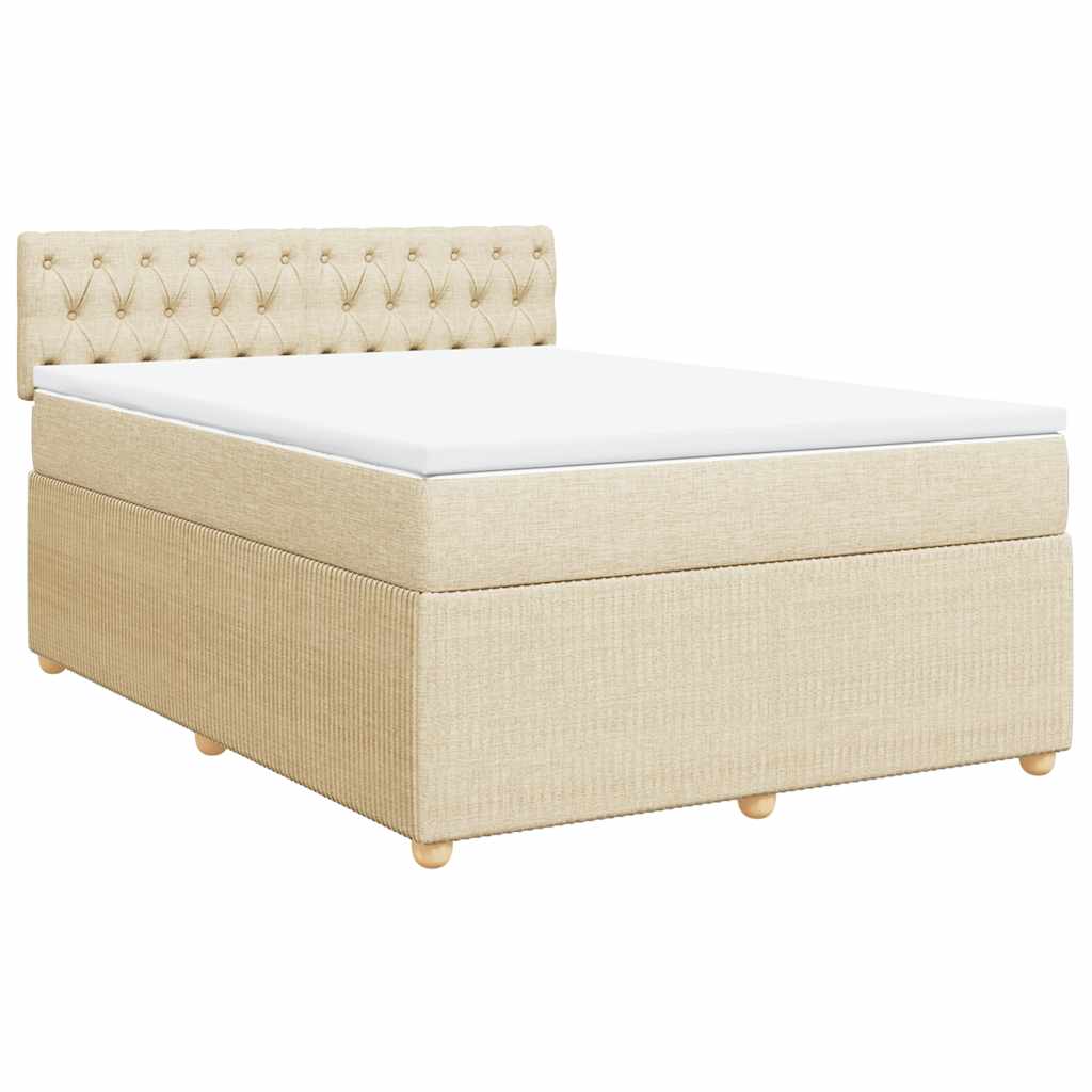 Giroletto a Molle con Materasso Crema 140x19 cm in Tessuto | homemem39