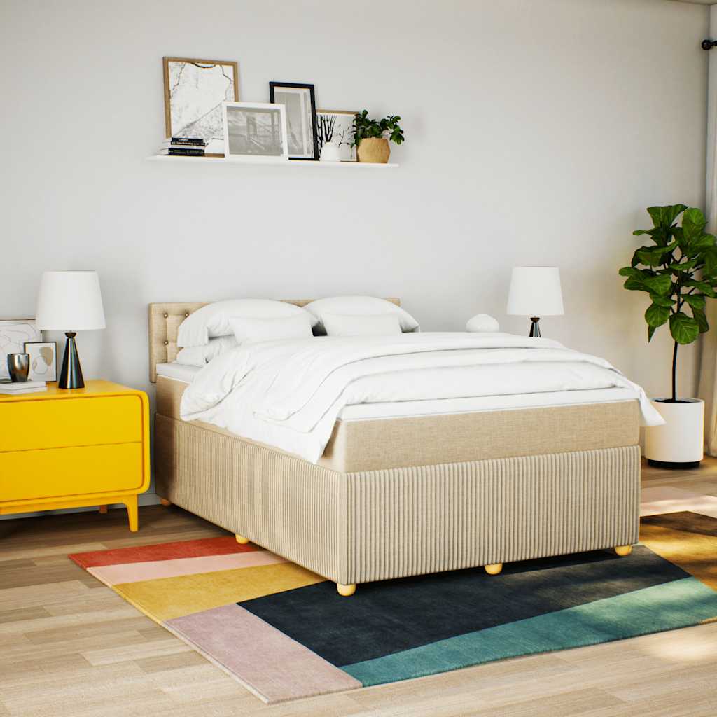 Giroletto a Molle con Materasso Crema 140x19 cm in Tessuto