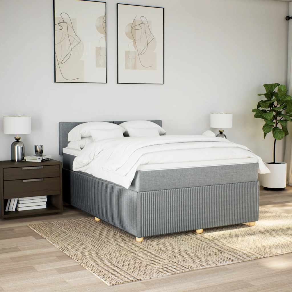Giroletto a Molle con Materasso Grigio Chiaro 140x200cm Tessuto