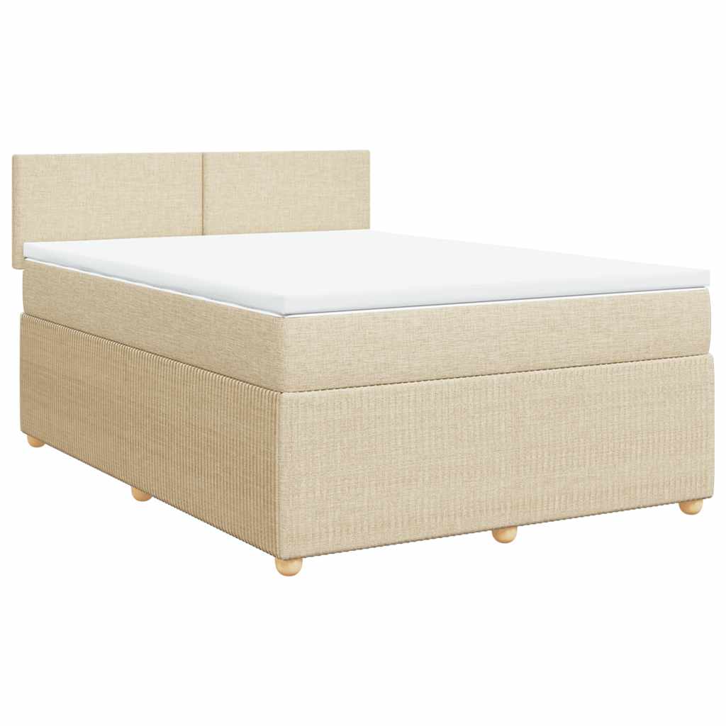Giroletto a Molle con Materasso Crema 140x200 cm in Tessuto | homemem39