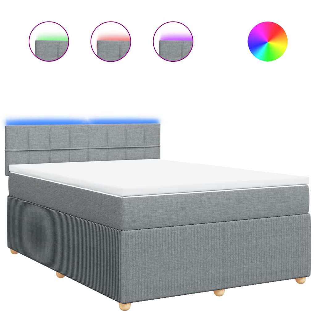 Giroletto a Molle con Materasso Grigio Chiaro 140x200cm Tessuto | homemem39